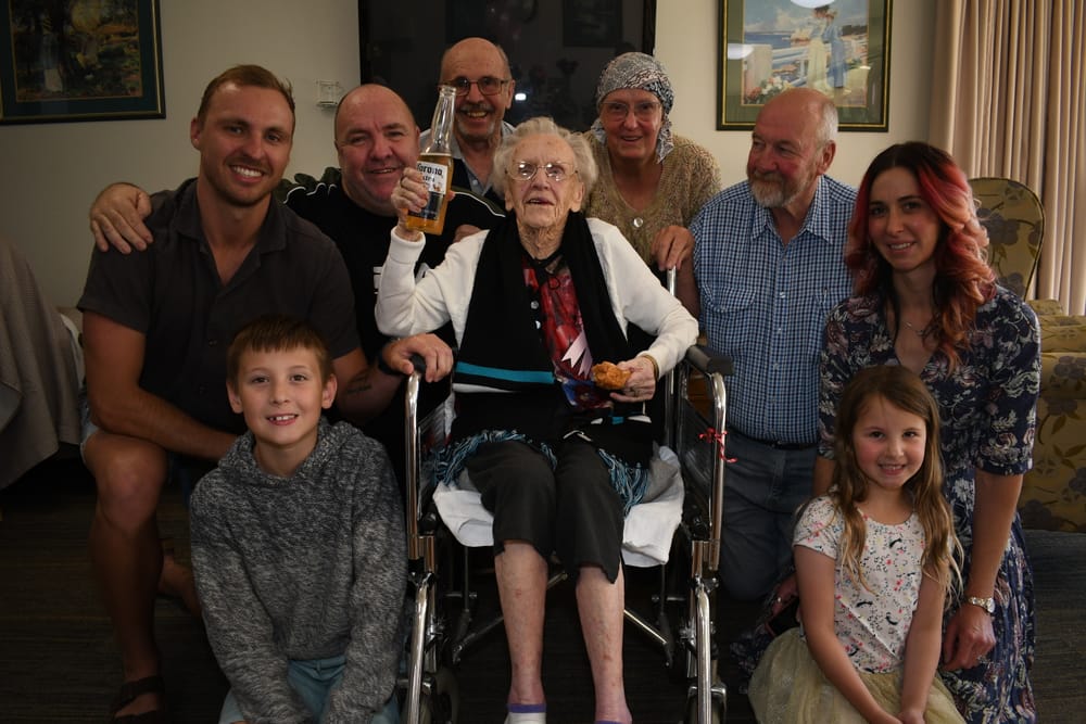 Margery celebrates a century with KFC and beer post image